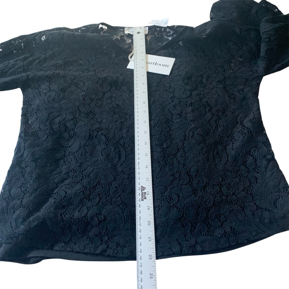 ๐ Heartloom Black Lace Top Tiered Ruffle 3/4 Sleeve Bubble Cuff Elegant Event S - Picture 12 of 14